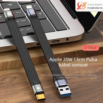 Type-C–Lightning gyorstöltő behúzható kábel iPhone-hoz, 20W, FPC anyag