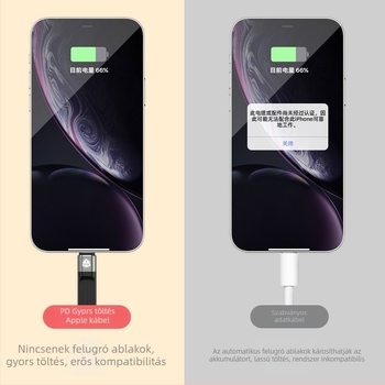 Type-C–Lightning gyorstöltő behúzható kábel iPhone-hoz, 20W, FPC anyag