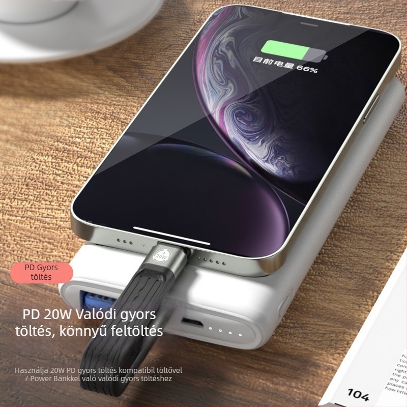 Type-C–Lightning gyorstöltő behúzható kábel iPhone-hoz, 20W, FPC anyag