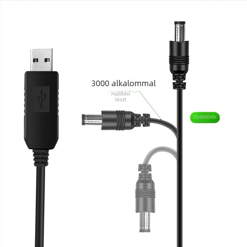 USB tápegység-emelő kábel 9V/12V, 1 m, routerhez, Tmall Genie-hez, LED-ekhez, kapcsolókhoz, walkie-talkie-hoz és hangrendszerhez (OEM)
