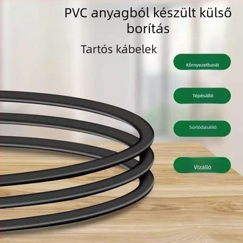 PSE tanúsítvánnyal rendelkező, japán szabványú 2-vezetékes tápkábel, tiszta réz vezetőkkel, PVC burkolattal