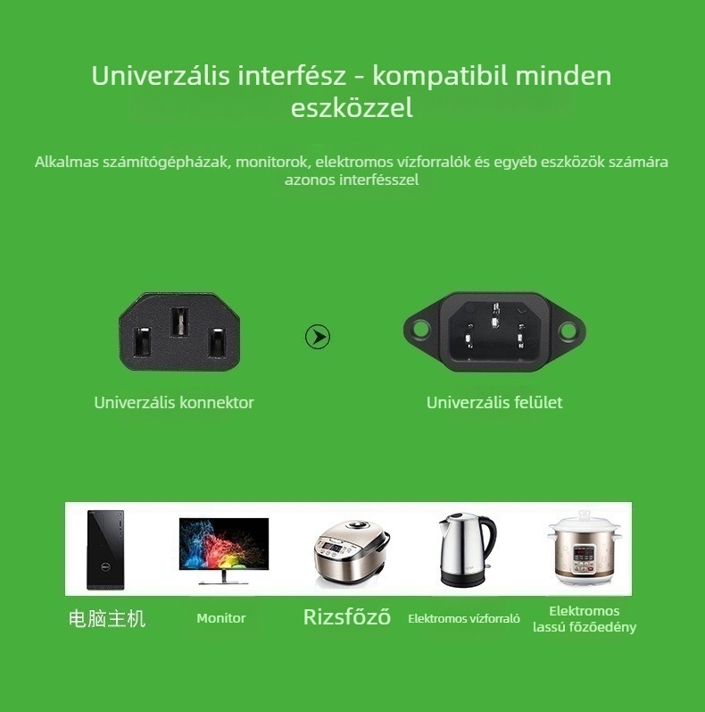 PSE tanúsítvánnyal rendelkező, japán szabványú 2-vezetékes tápkábel, tiszta réz vezetőkkel, PVC burkolattal