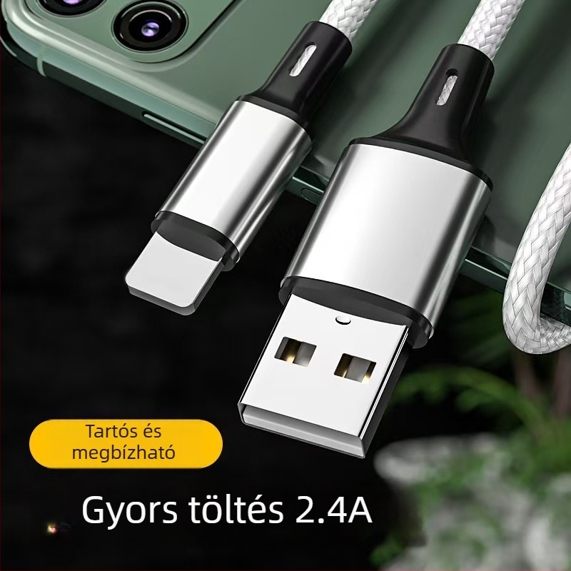 Lightning PD-támogatású szövött gyors töltőkábel, nylon