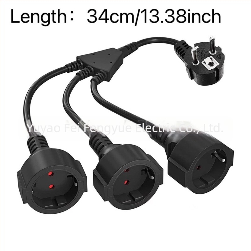 EU-s standard hosszabbító kábel 1–3, 3-pontos férfi–női, 3-vezetékes, 1,5 mm²