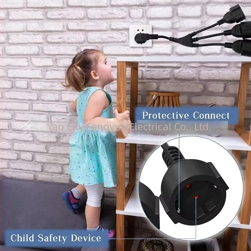 EU-s standard hosszabbító kábel 1–3, 3-pontos férfi–női, 3-vezetékes, 1,5 mm²