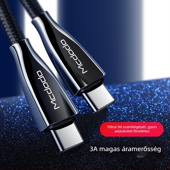 MCDODO Type-C to Type-C adatkábel, 2 m hosszú, Android telefonok, Gyors töltés, egycsatlakozós csatlakozó