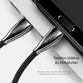MCDODO Type-C to Type-C adatkábel, 2 m hosszú, Android telefonok, Gyors töltés, egycsatlakozós csatlakozó