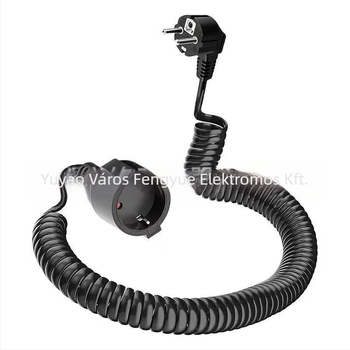 EU-s standard szerinti 3-vezetékes PU rugós hosszabbító kábel, keresztmetszet 1 mm², modell 008988