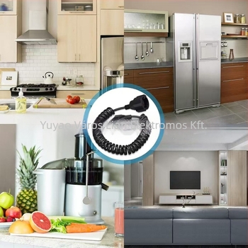 EU-s standard szerinti 3-vezetékes PU rugós hosszabbító kábel, keresztmetszet 1 mm², modell 008988