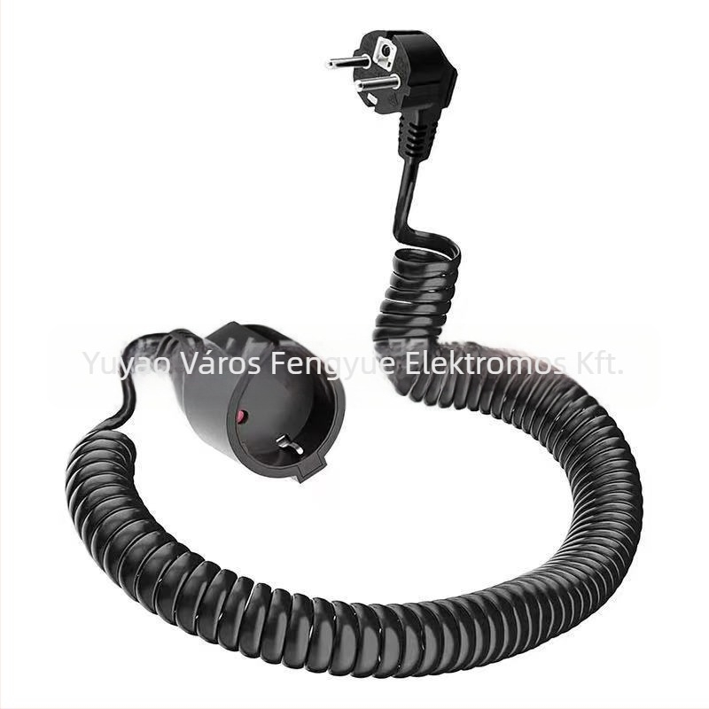 EU-s standard szerinti 3-vezetékes PU rugós hosszabbító kábel, keresztmetszet 1 mm², modell 008988