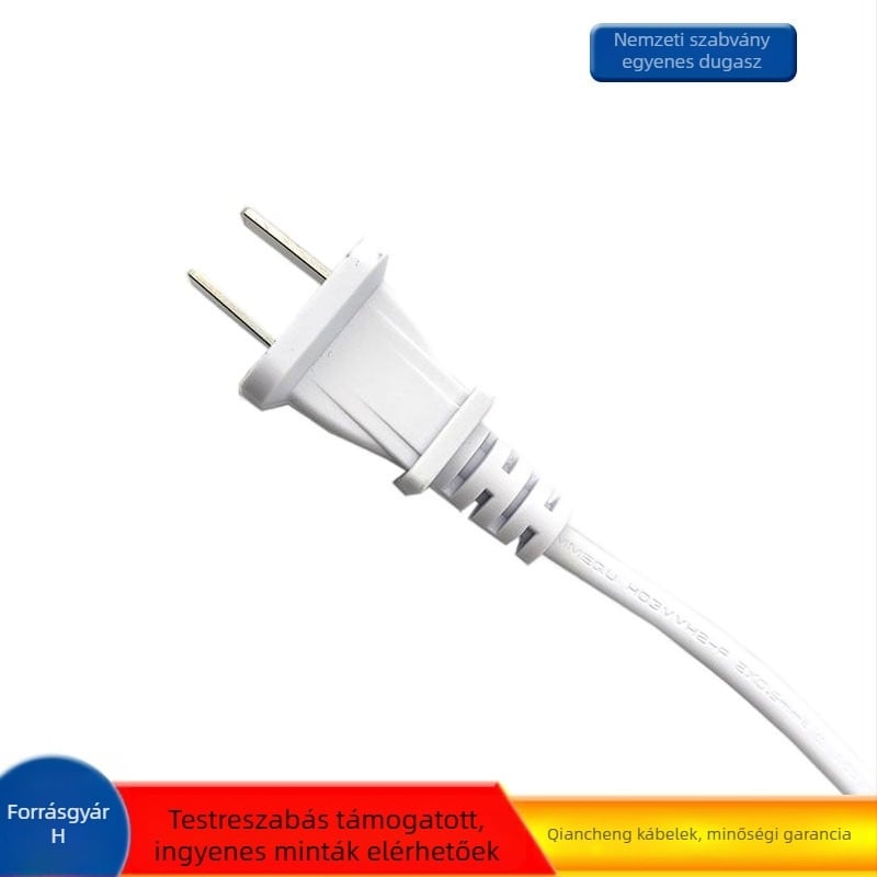 Nemzeti szabvány szerinti tápegység-kábel, réz dugó, 2-pólus, PVC burkolat; 3C tanúsítvány: 2025010204816591