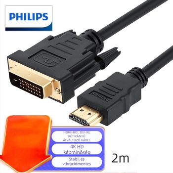 Philips HDMI–DVI kábel, modell SWV7436/93, HD videó kábel, hossz 1,5–15 m, számítógép-monitorhoz