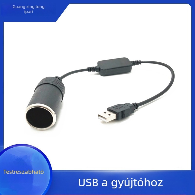 Guangxingtong autó USB-kábel, 5V-12V a szívógyújtó aljzathoz, OEM, 0,35 m