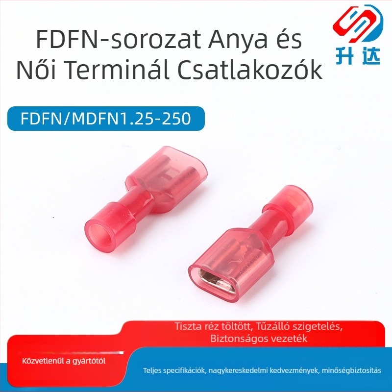 FDFN1.25-250 Nylonos női szigetelt terminál dugaszolós rugós csatlakozóval, márka SN & DA/Shengda, 3C digitális alkalmazások