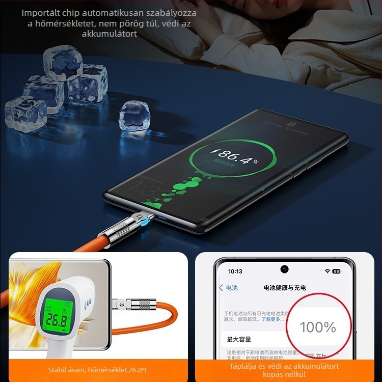 Type-C adatkábel Huawei, VIVO, Honor, Xiaomi és OPPO készülékekhez — forgó csatlakozó, ultragyors töltés, hosszabb hosszúságú kivitel