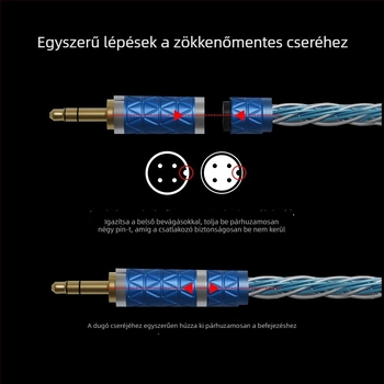 Nd D3 cserélhető dugó, 2.5/3.5/4/4, 16‑szálas ezüst bevonat oxigénmentes réz kábel, fejlesztett kábel, mikrofon nélkül