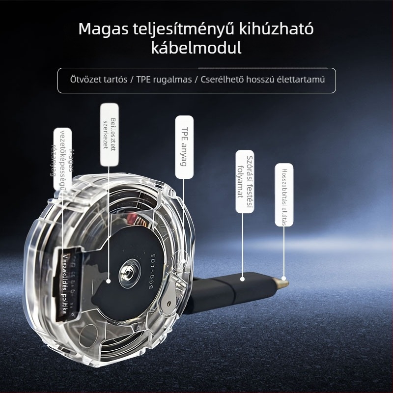 Húzódó adatkábel modul autó töltőhöz – Type-C és Lightning kettős csatlakozóval, gyors töltés 35W/65W/100W, kábelhossz 0.5/0.7/1 m