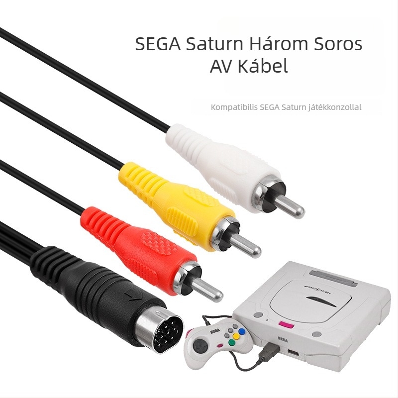 Sega Saturn AV-kábel, háromsoros csatlakozó, tiszta réz mag, PVC szigetelés, Saturn-sorozat
