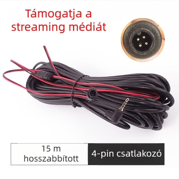 Autó DVR-hez és hátsó kamera használatához hosszabbító kábel – 15 m hossz, csatlakozó tápellátás, acélmagú huzal, réz vezető