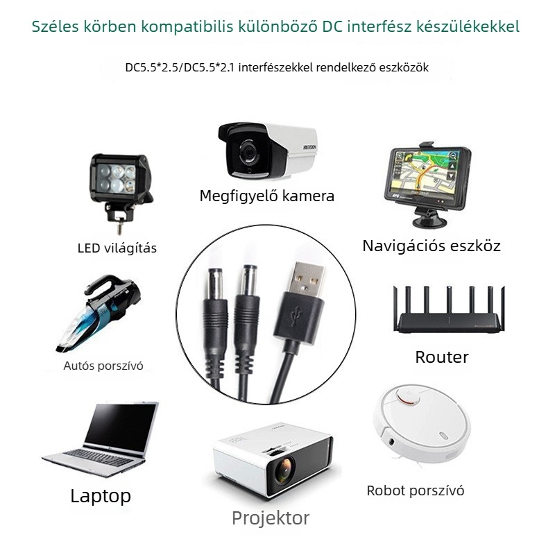 USB-tól DC-re: 1-to-2 elosztó tápkábel DC5525/21 csatlakozókkal számítógép berendezésekhez (Márka Ling zhifeng; PVC burkolat; Rohs tanúsított; 3C bizonyítvány 2022010105513446; Számítógépes berendezésekhez)
