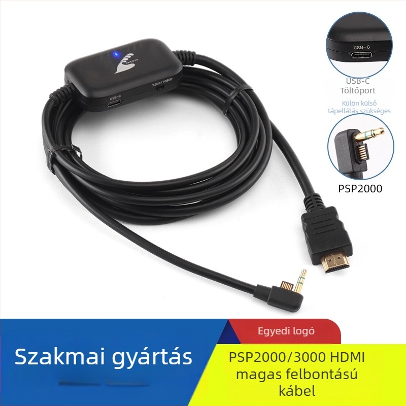 Xiangqirui PSP2000/3000 HDMI kábel PSP-hez és TV-hez, 1080P, rézmag, PVC szigetelés