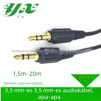 AUX 3,5 mm-es férfi-férfi audio kábel autós AV rendszerhez, telefon- és számítógép-hanghoz, aranyozott csatlakozók, réz vezető, hosszabbító kábel