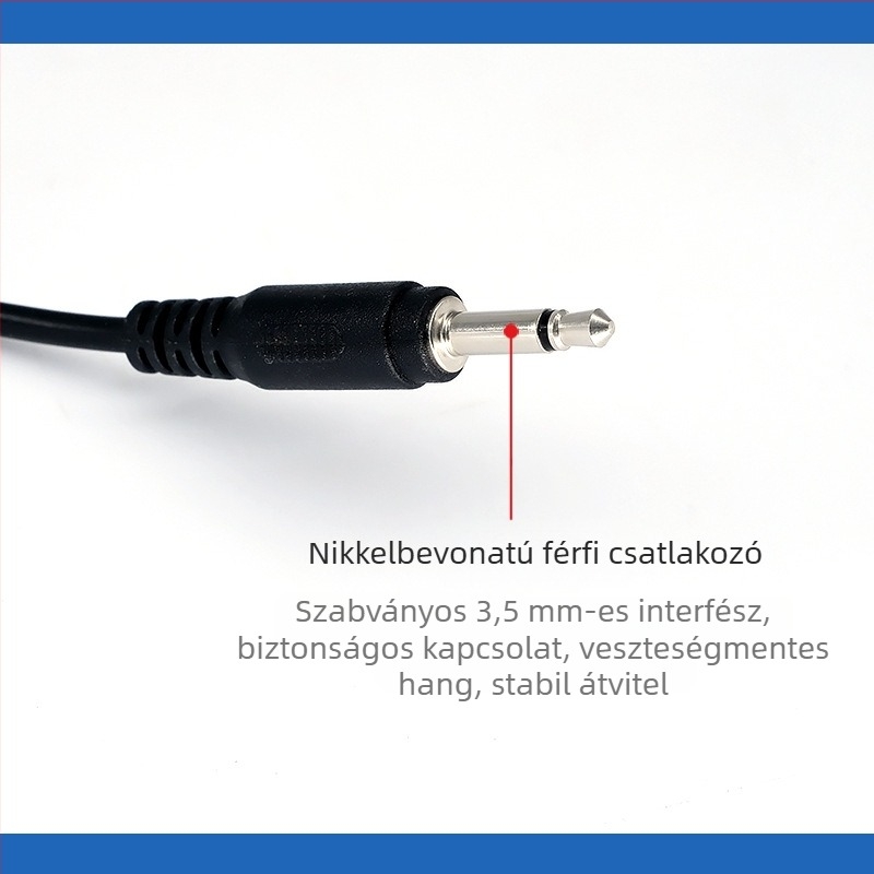 Audio kábel 3,5 mm, egyenes férfi csatlakozóval, 2 m hosszú, 3 mm átmérő, tiszta réz mag