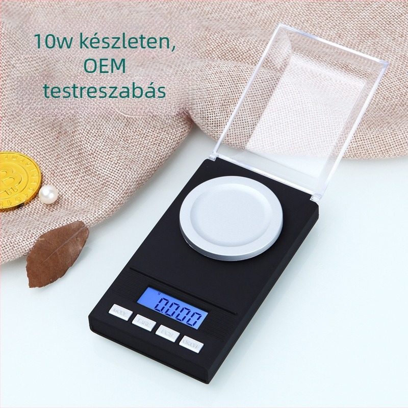 Magas pontosságú ékszer elektronikus mérleg 0.001 g, hordozható zsebméretű otthoni használatra