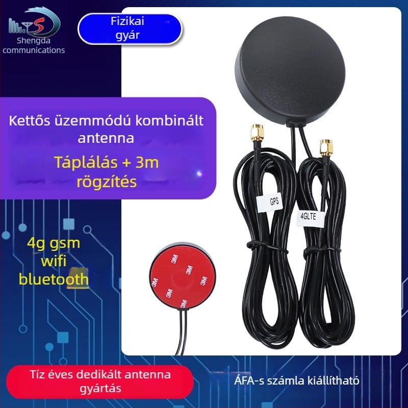 Autóba szánt két-az-egyben antenna: 4G GPS és 5G BeiDou, GSM navigáció és nagy teljesítményű Wi‑Fi