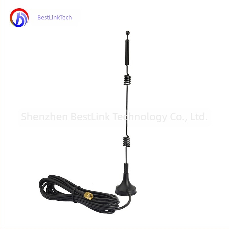 Omnidirekcionális réz spirál rúd antenna dvímpaszám Wi‑Fi router modulhoz, suction cup, 12 dBi, 50 Ω, 2.4–2.5 GHz / 5.15–5.85 GHz