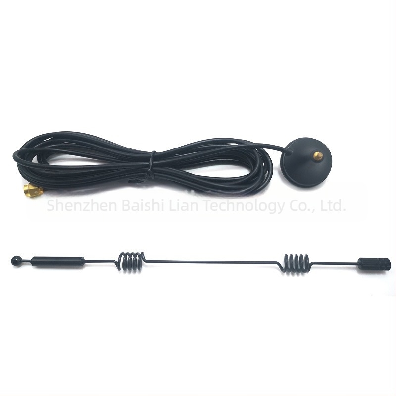 Omnidirekcionális réz spirál rúd antenna dvímpaszám Wi‑Fi router modulhoz, suction cup, 12 dBi, 50 Ω, 2.4–2.5 GHz / 5.15–5.85 GHz
