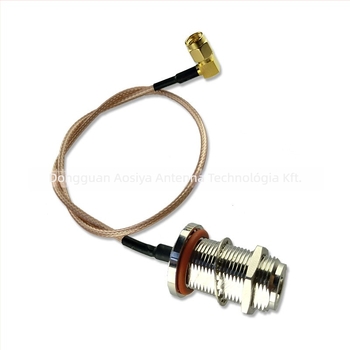 N-női SMA hajlított RF adapterrel ellátott antennás hosszabbító kábel, RG316/U koaxiális, aranyozott központi érintkező, 50 Ω, SWR ≤ 2, gain 3