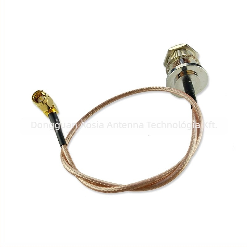 N-női SMA hajlított RF adapterrel ellátott antennás hosszabbító kábel, RG316/U koaxiális, aranyozott központi érintkező, 50 Ω, SWR ≤ 2, gain 3