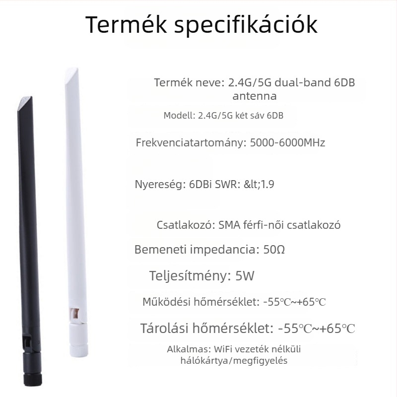 Pengeantenna, kétfrekvenciás 5–6 GHz, 6 dBi nyereség, SMA belső menet, összecsukható kivitel
