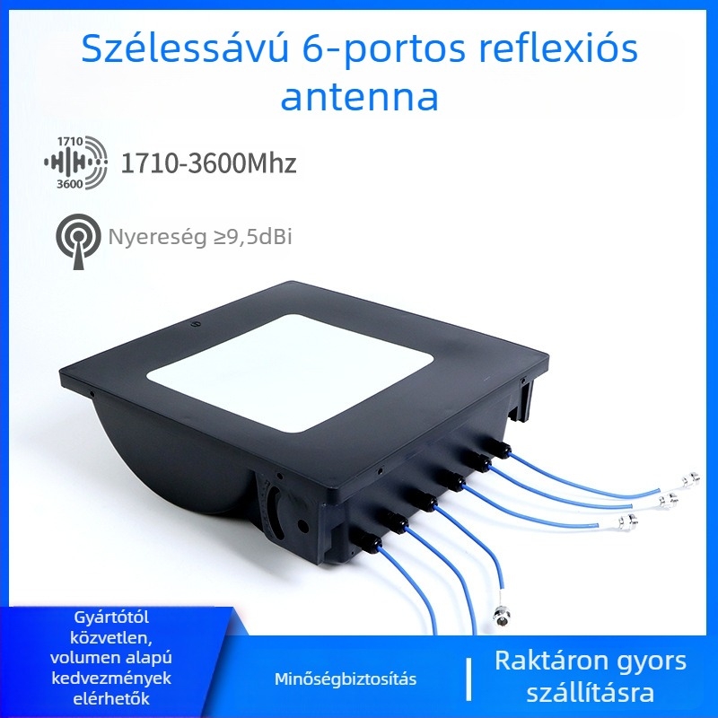 6-portos szélessávú antenna 4G/5G-hez, 1710–3600 MHz, 10 dBi nyereség