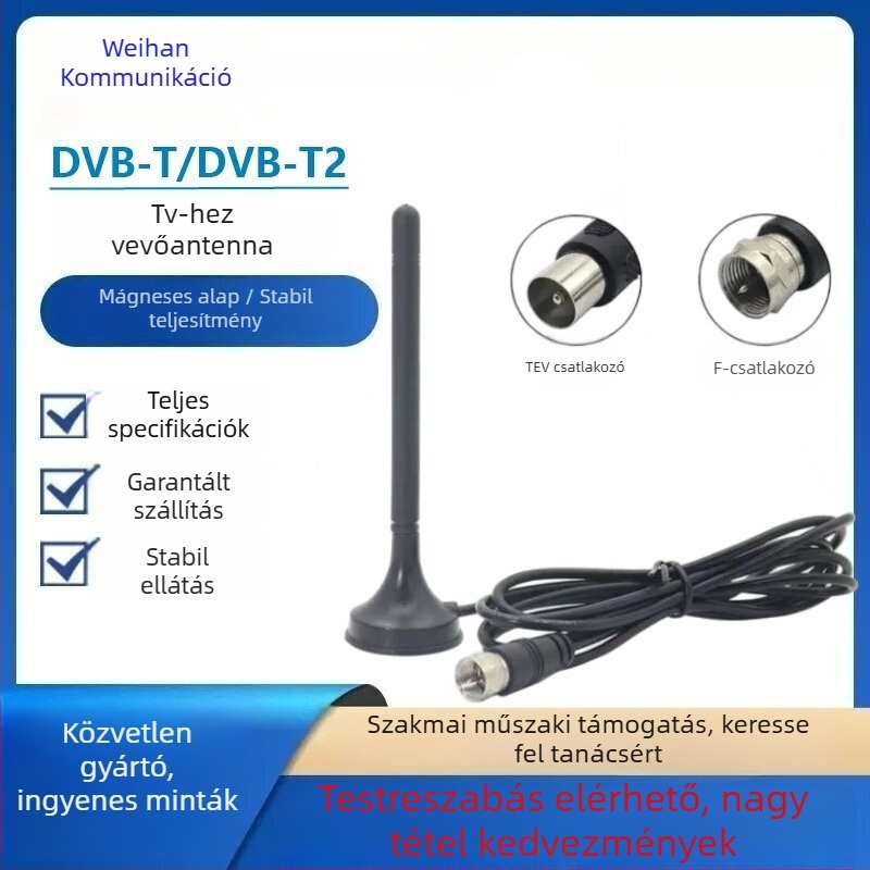 WEIHAN hordozható DVB-T mágnesantenna ventuzával – antena TV és DVD, vezeték nélküli