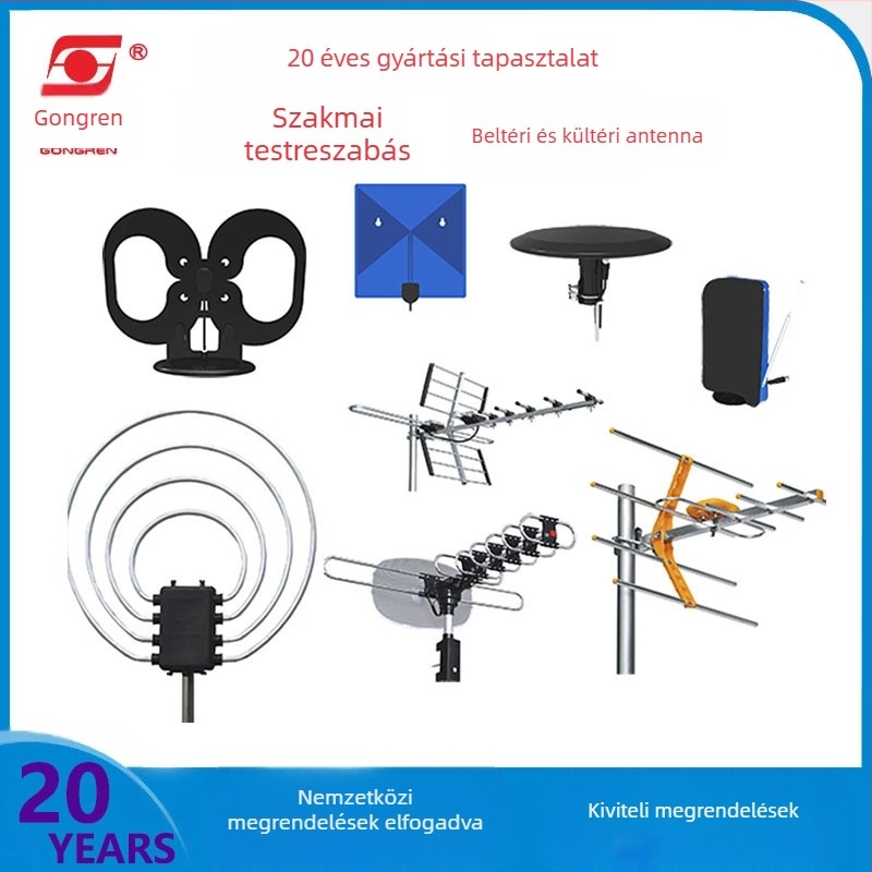 Belső TV antenna DVB-T vevővel, Hd-119, nyereség 20–35 dB, frekvenciatartomány 470–862 MHz, impedancia 75 Ω, SWR ≤ 1,5
