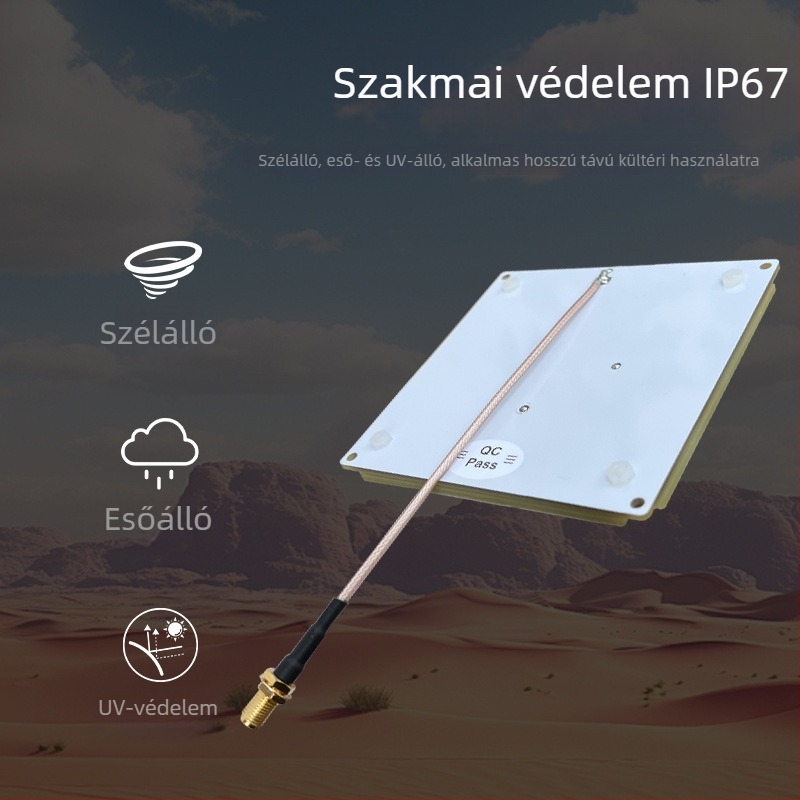 RFID antenna körkörös polarizációval, UHF sáv, 7 dB nyereség, univerzális kártyaolvasás