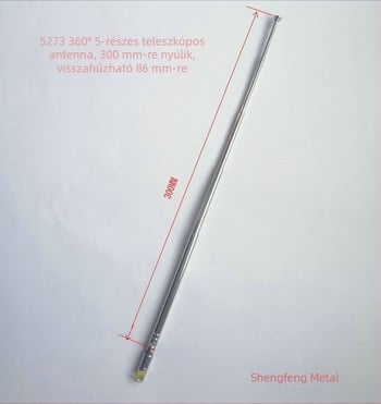 Shengfeng teleszkópos rozsdamentes acél rádióantenna, modell 5273III, súly 0,085 kg