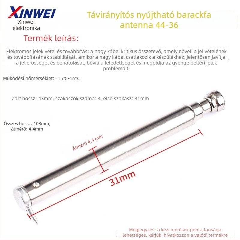 Xinwei teleszkópos antenna Walkie-Talkie és FM rádióhoz, BNC7-114 csatlakozó, jelnyereség