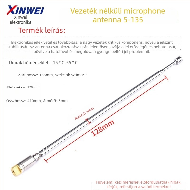 Xinwei teleszkópos antenna Walkie-Talkie és FM rádióhoz, BNC7-114 csatlakozó, jelnyereség