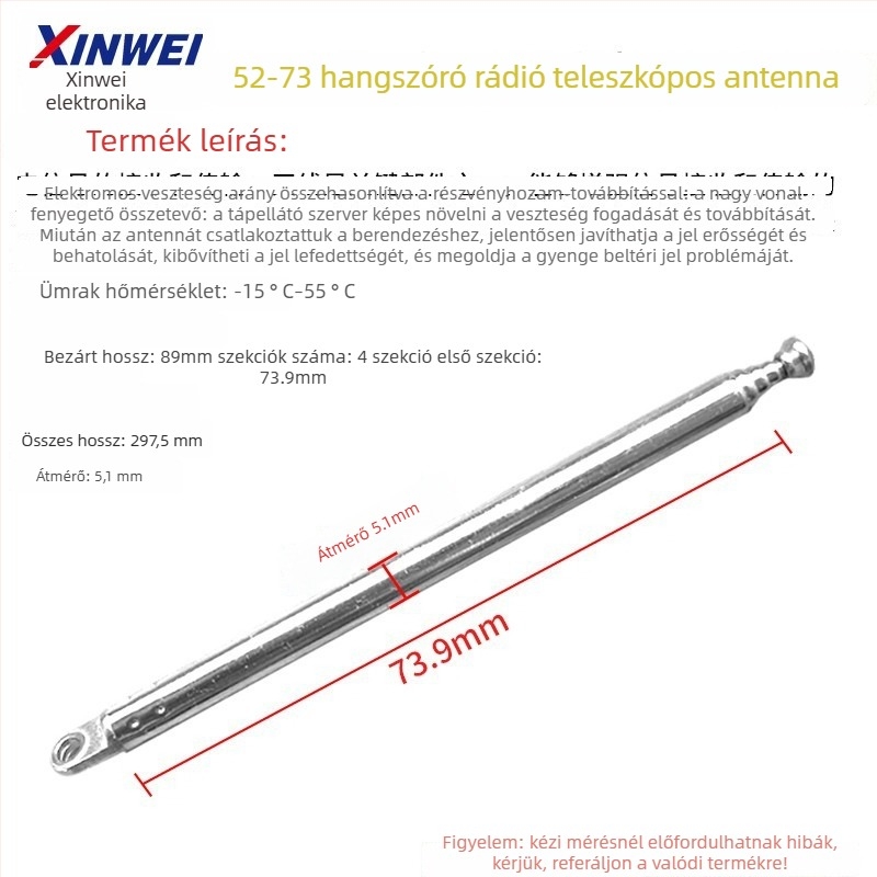 Xinwei teleszkópos antenna Walkie-Talkie és FM rádióhoz, BNC7-114 csatlakozó, jelnyereség