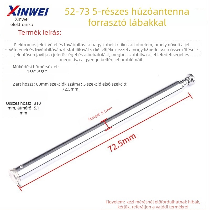 Xinwei teleszkópos antenna Walkie-Talkie és FM rádióhoz, BNC7-114 csatlakozó, jelnyereség