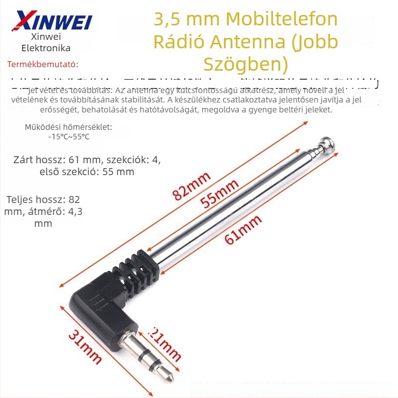Xinwei teleszkópos antenna Walkie-Talkie és FM rádióhoz, BNC7-114 csatlakozó, jelnyereség