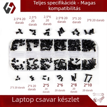 Laptophoz tartozó csavar készlet süllyesztett fejű, mikro csavarok, GB 819 szabvány, osztályok A/B/C