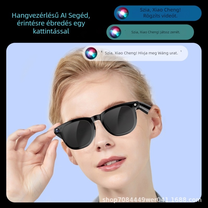 AI okos szemüveg 800W kamerával, Bluetooth hívás, egyidejű fordítás, Wi-Fi átvitel