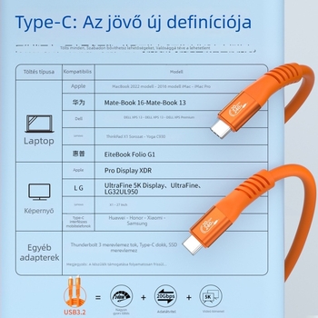 Type-C USB adatkábel 240W gyorstöltéssel, laptopokhoz, tabletekhez és okostelefonokhoz