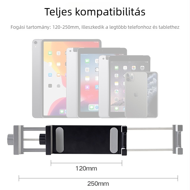 Asztali univerzális fém állvány táblagépekhez és okostelefonokhoz vezeték nélküli töltéssel