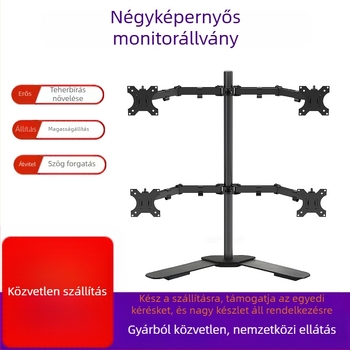 Négykijelzős monitorkar asztali emelővel, acélból, univerzális kompatibilitás, 5 kg tömeg