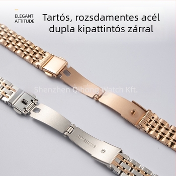 Vékony rozsdamentes acélból készült fém óraszíj Apple Watch-hoz, 14 mm szélesség, hét összekapcsolt darab